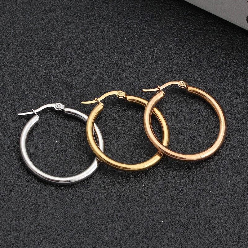 Wholesale Lot 12 Pair Stainless Steel Women Mixed Silver Gold Rose Hoop Earrings Silver - фотография #2
