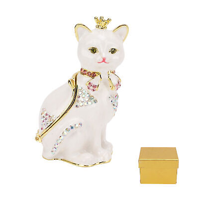 Cat Hinged Jewelry Box Sparkling Rhinestones Hand Painted Cat Decor Trinket Box Unbranded Does not apply - фотография #17