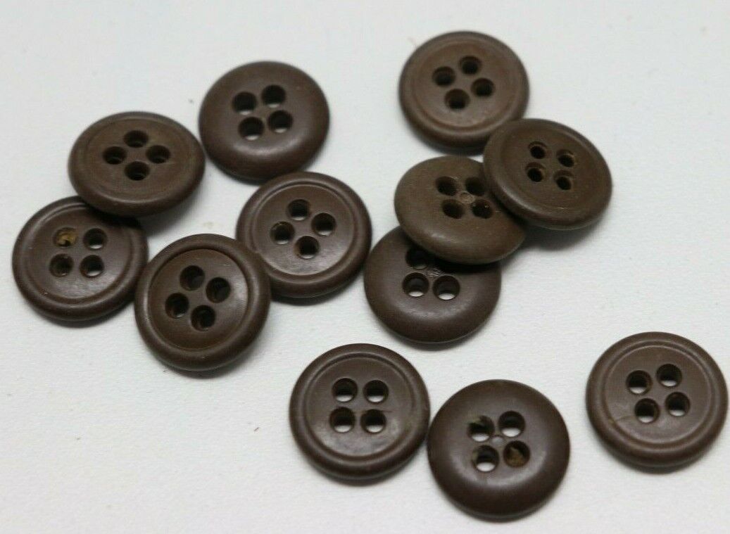 WWII US plastic buttons 5/8 inch 16mm 24L dark brown lot of 12 B9253 Без бренда - фотография #9