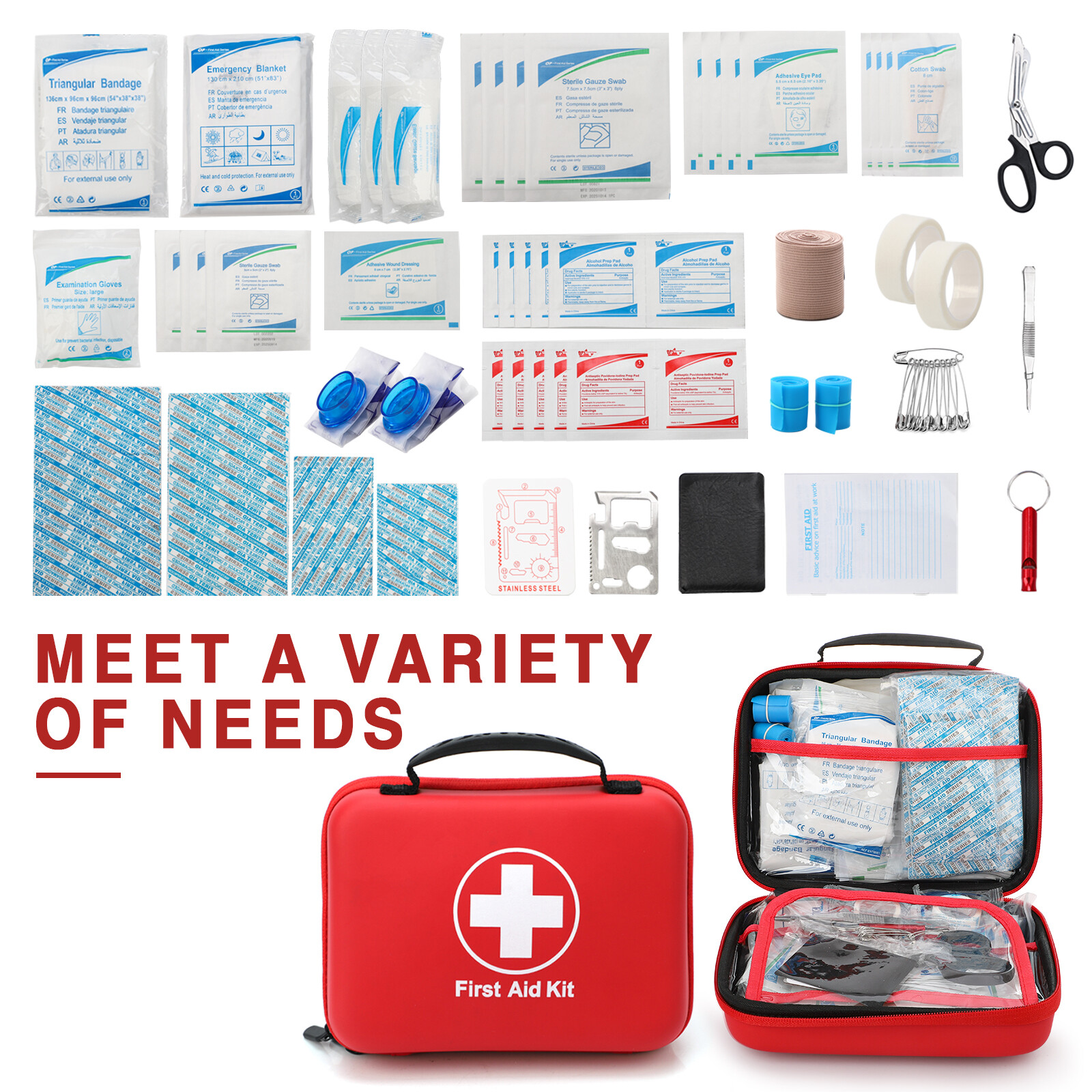 Survival First Aid Kit 237 Piece, Premium Waterproof Hard Shell Medical Kit New Famliy Care ACCU Does Not Apply - фотография #11