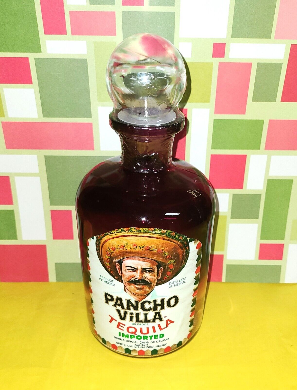 PANCHO VILLA TEQUILA  Label  Purple Glass Decanter bottle with stopper Pancho Villa Tequila - фотография #2