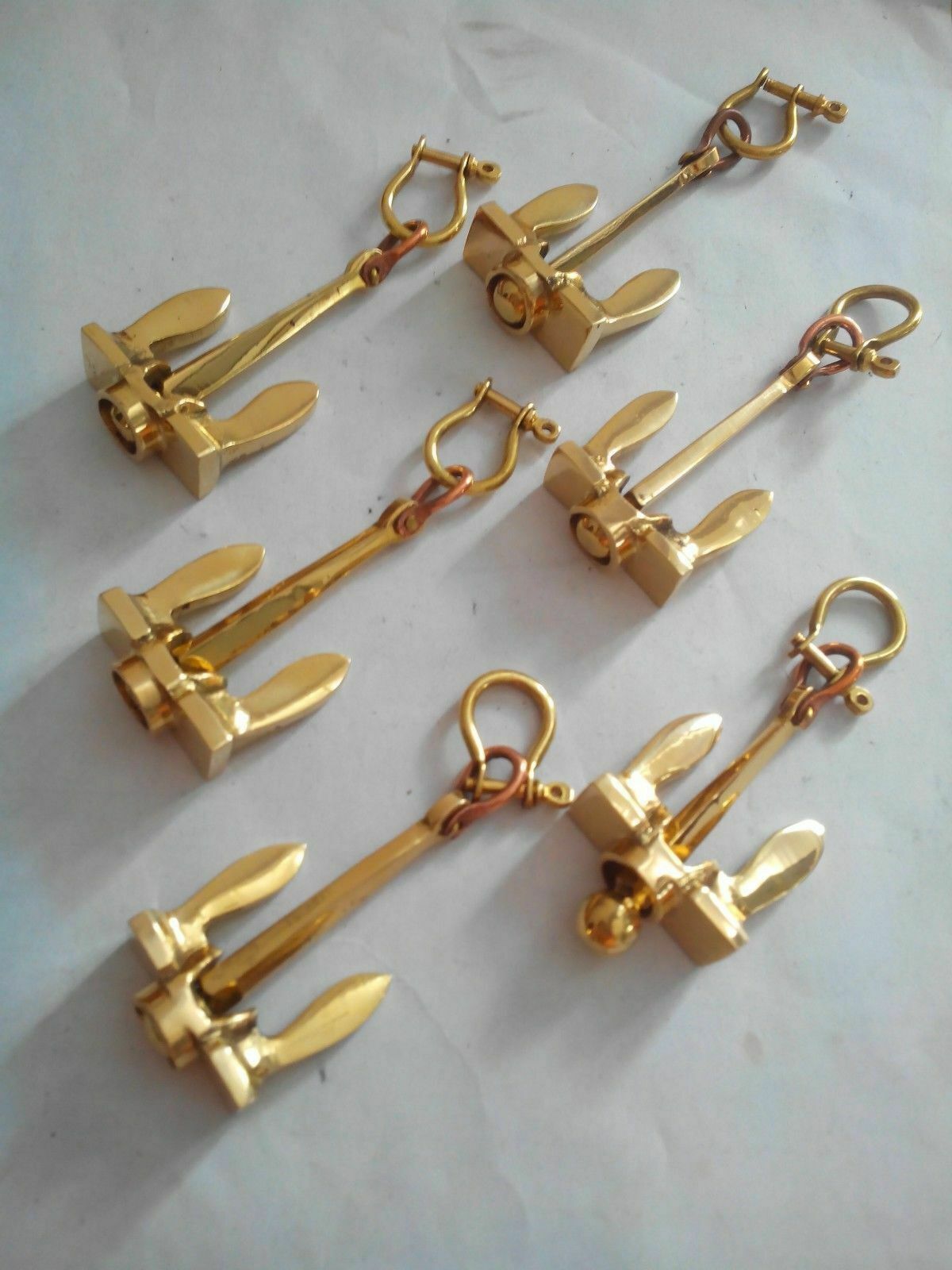 Lot of 5Brass Anchor Keychains Nautical handcuff keychain Style New year gifts Без бренда - фотография #4