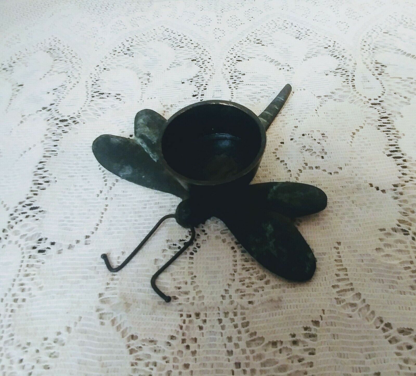  Vintage Solid Brass Dragonfly Candle Holder   Unbranded - фотография #8