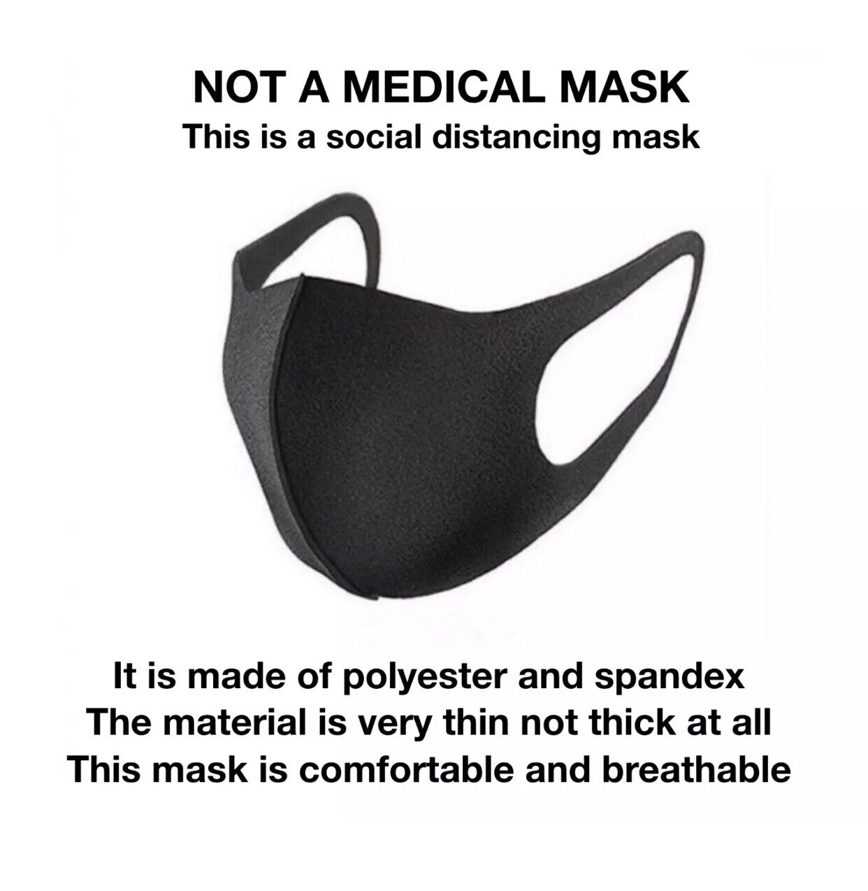 10 Pack Face Mask Black Washable Reusable Breathable Unisex Masks Unbranded Does Not Apply - фотография #8
