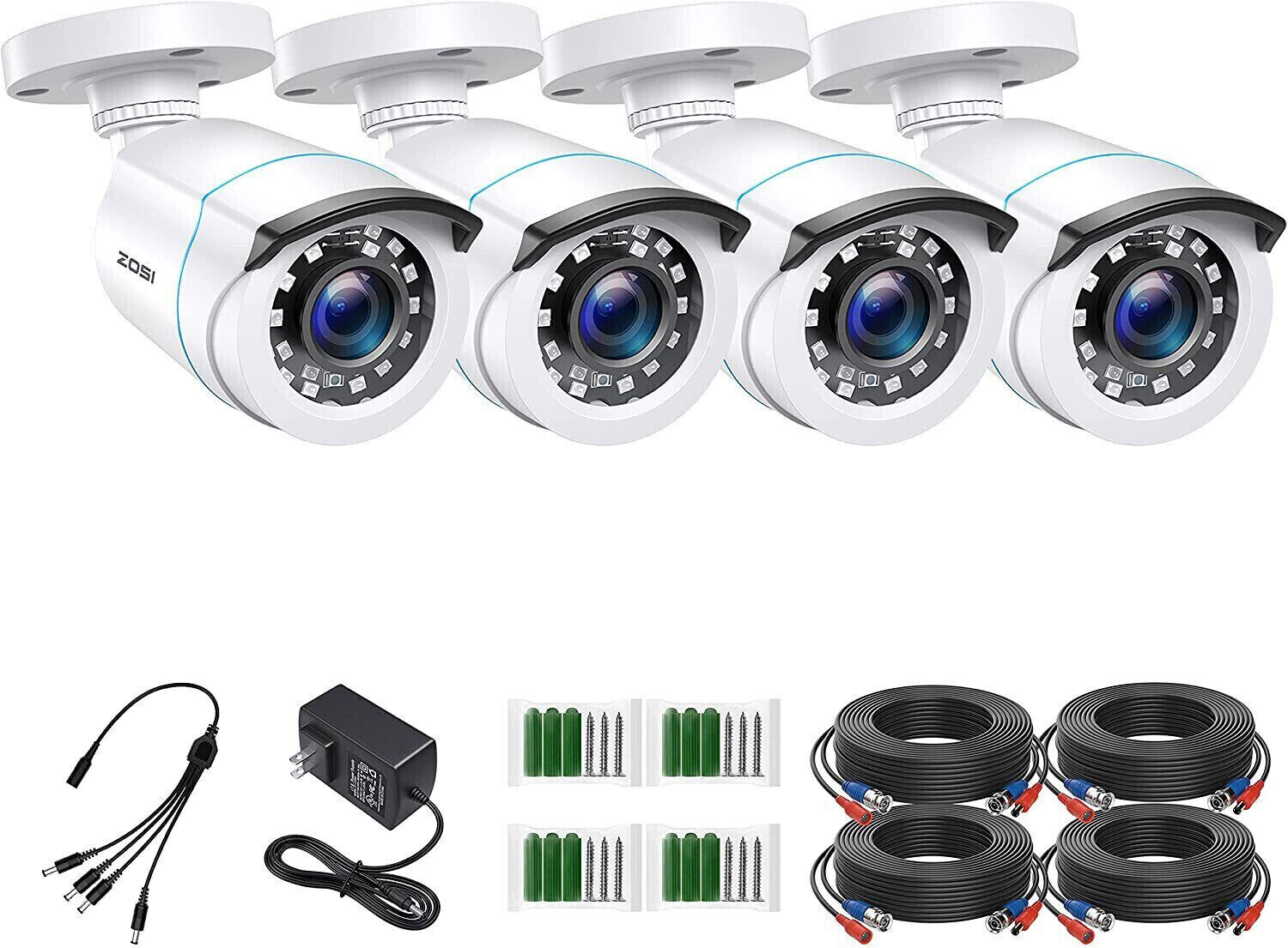ZOSI 4X 1080P HD TVI 80ft IR-Cut Security Surveillance CCTV Outdoor 2MP Camera ZOSI Does Not Apply