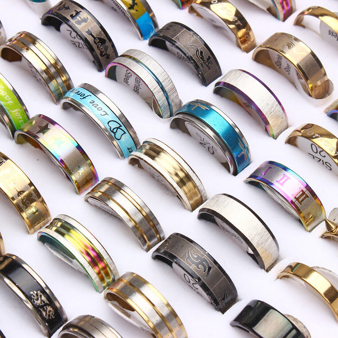 New 200pcs Stainless Steel rings Wholesale Men Women Fashion Jewelry 17-22 Unbranded - фотография #5