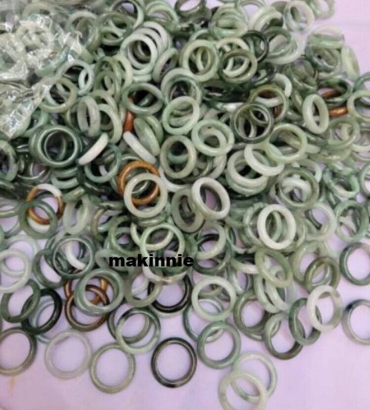 50 Pcs Burmese Jadeite Ring Bulk Lot Untreated Assorted Size Color Natural Jade makinnie Does Not Apply - фотография #4