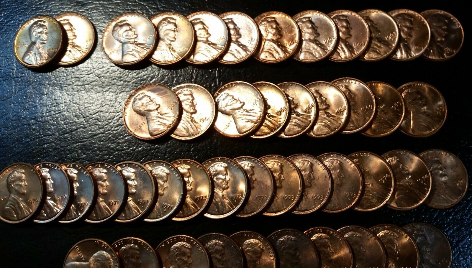Complete Copper Memorial Cent Penny Set 1959-81d (50 Coins) Unc, BU, most Red   Без бренда - фотография #4