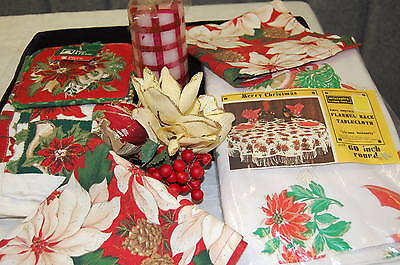 Christmas Table and Kitchen Linens, Silk Flowers, and Candle   X466 Unbranded - фотография #2