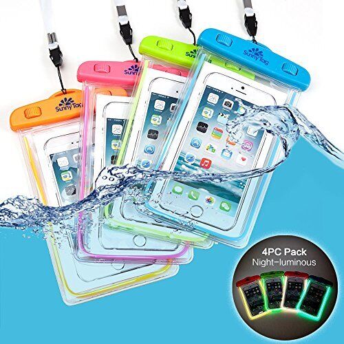 4 Pack Glow in the Dark Waterproof Floating Cell Phone Pouch Dry Bag Case Sunny Tag Does not apply