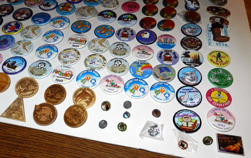 Anchorage Fur Rondy Rendezvous Button pin Pinback lot of 150 Pins Alaska 1967 UP Без бренда - фотография #8