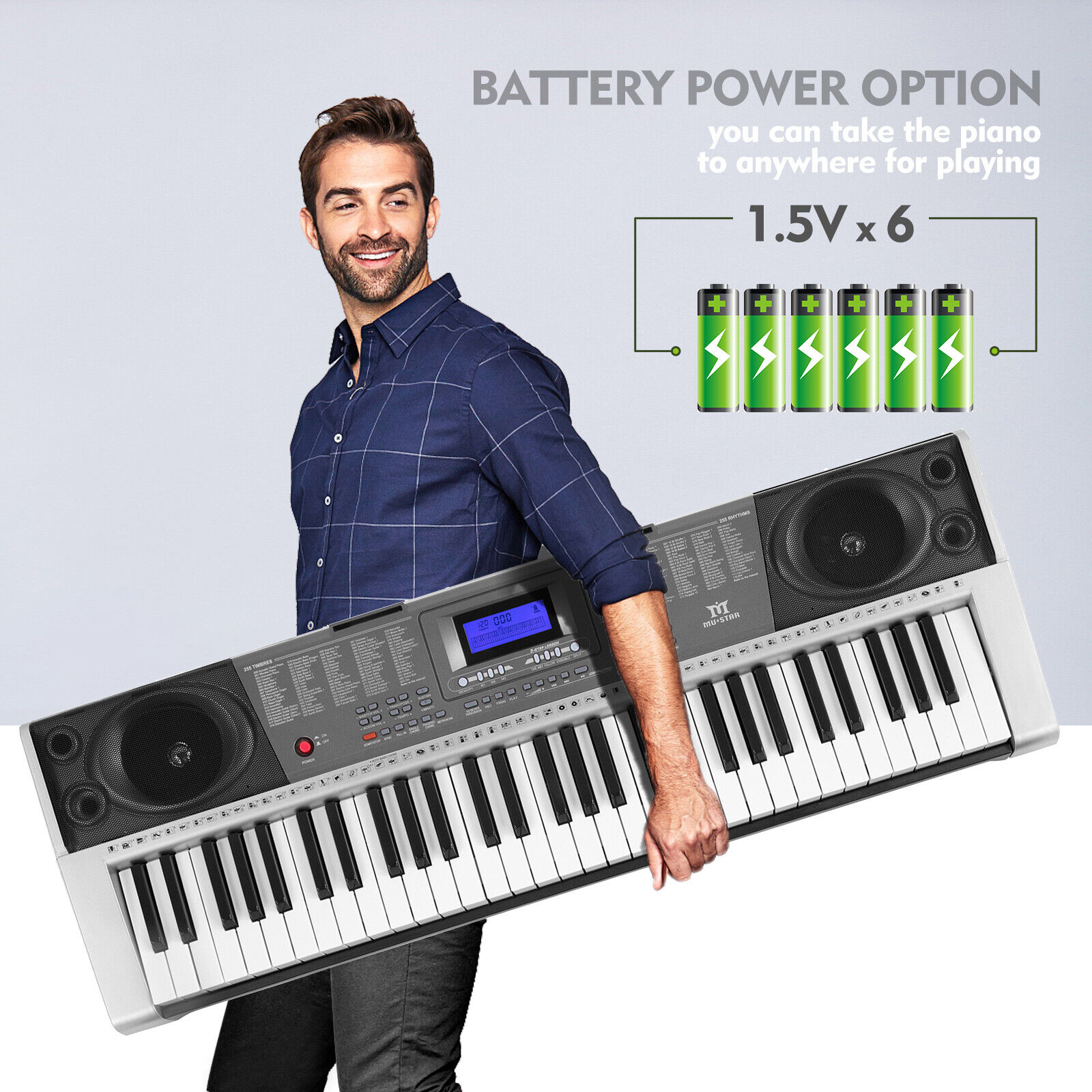 New Portable 61 Key Electronic Keyboards Piano LCD Screen w/Headphone,Microphone Mustar S6010300 - фотография #3