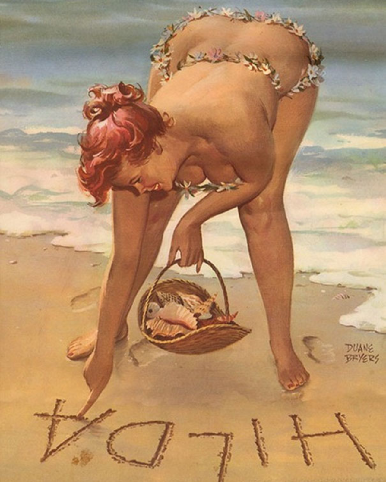 Print -  Duane Bryers' plump and pretty Pin-up Hilda - Name in the Sand Без бренда