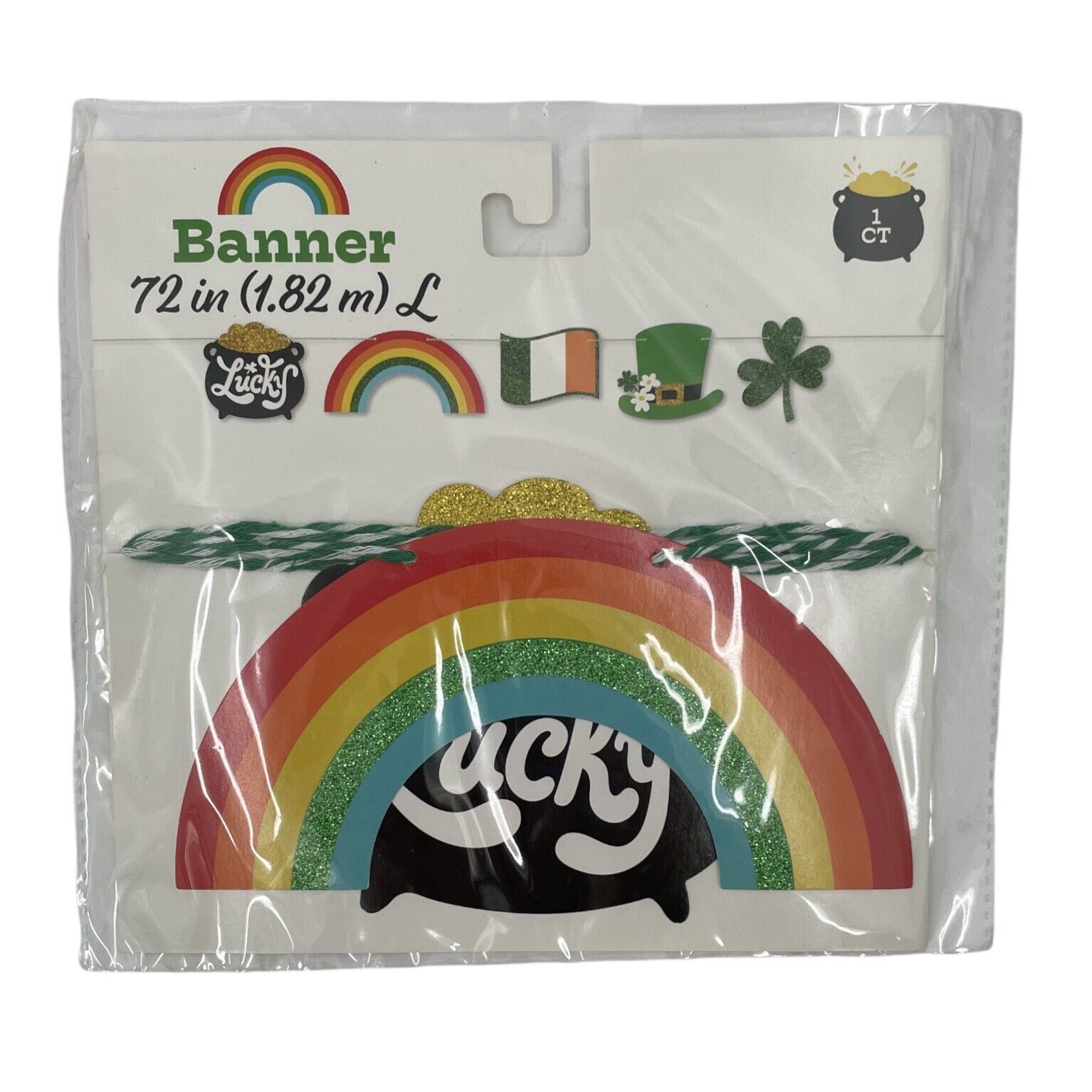 Lot of 3 St Patrick's Day Banner 72 in Lucky Shamrock Rainbow Irish Decoration Horizon - фотография #2