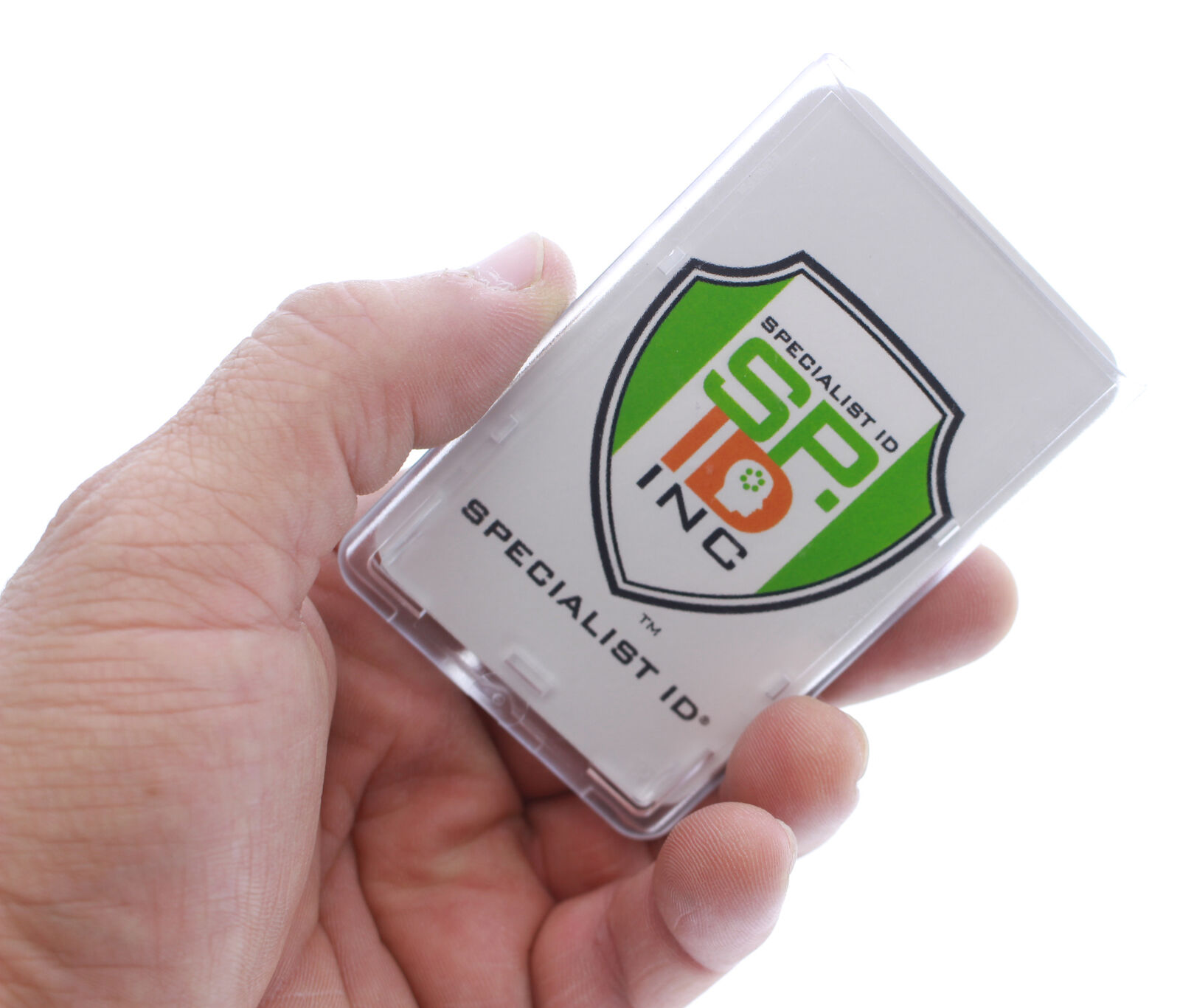 3 Heavy Duty Vertical ID Badge Holders - Rigid Hard Clear Plastic- HOLDS 1 CARD Specialist ID SPID-1400 - фотография #3