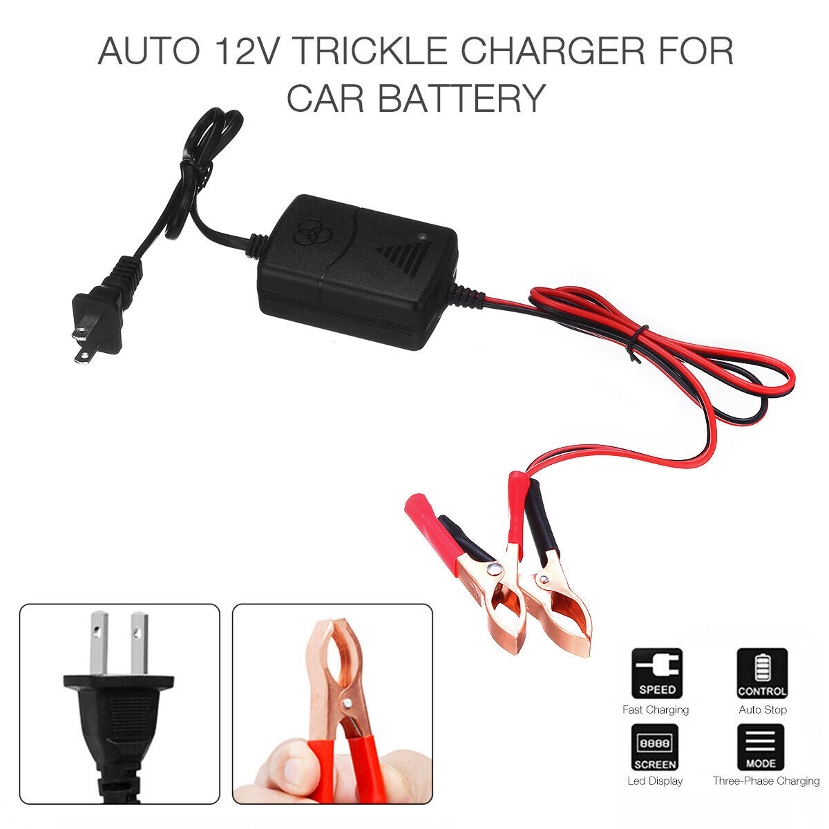 Car Battery Charger Maintainer Auto 12V Trickle RV for Truck Motorcycle ATV US EBL - фотография #6