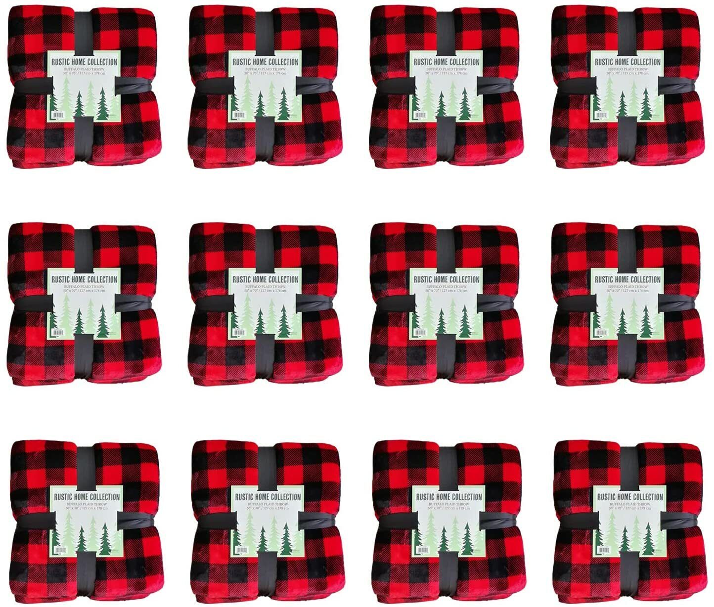 12 Pack of Buffalo Plaid Throw Blankets 50 x 70 Red & Black Soft Flannel Sherpa Arkwright Does Not Apply - фотография #4