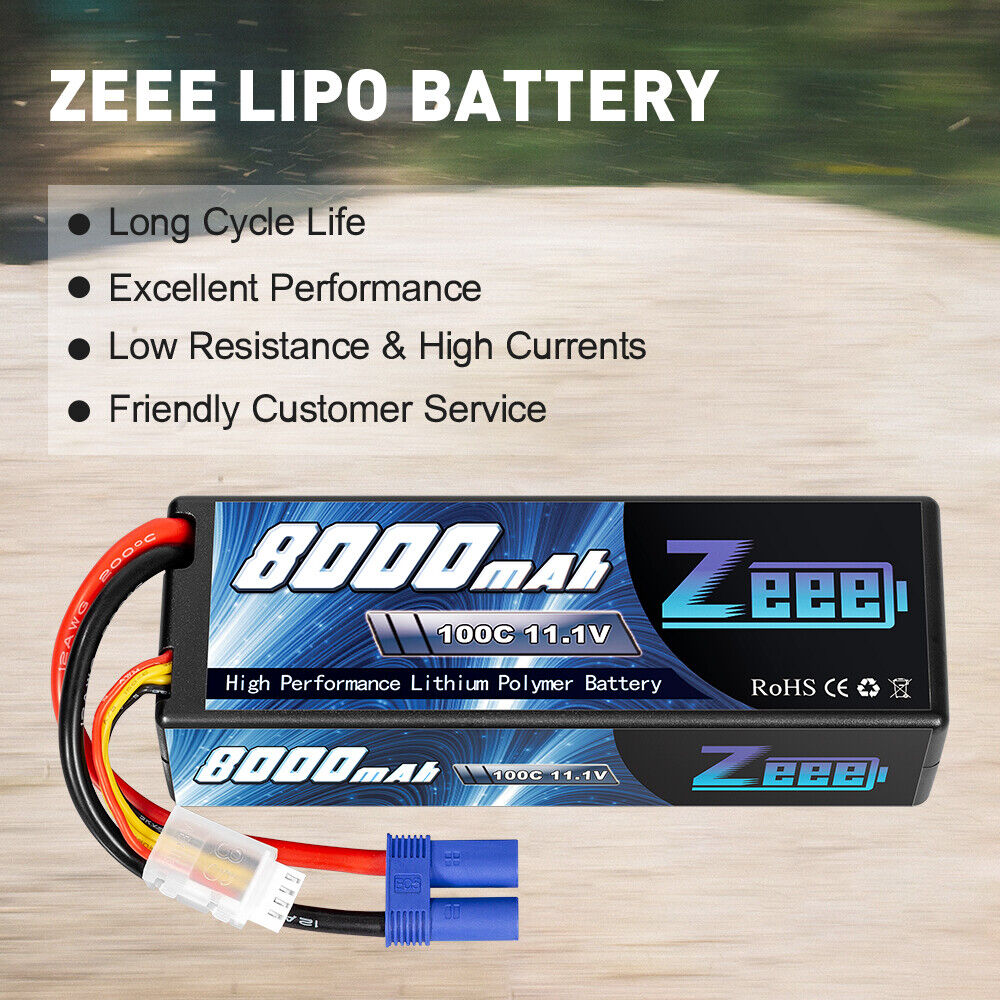 2PCS Zeee 8000mAh 11.1V 100C EC5 Hardcase 3S LiPo Battery for RC Arrma Car Truck ZEEE Does Not Apply - фотография #5