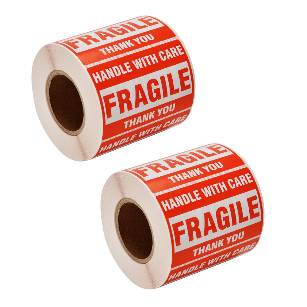 1000 Fragile Stickers 2x3 Handle with Care Thank You 500 / Roll Warning Label Unbranded Does Not Apply