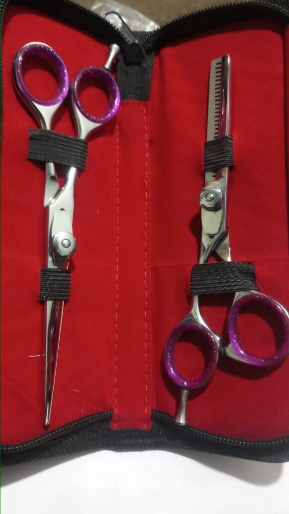 LEFT HANDED PROFESSIONAL JAPANESE HAIR CUTTING+THINNING SCISSORS SET 6.5” vertical int Does Not Apply