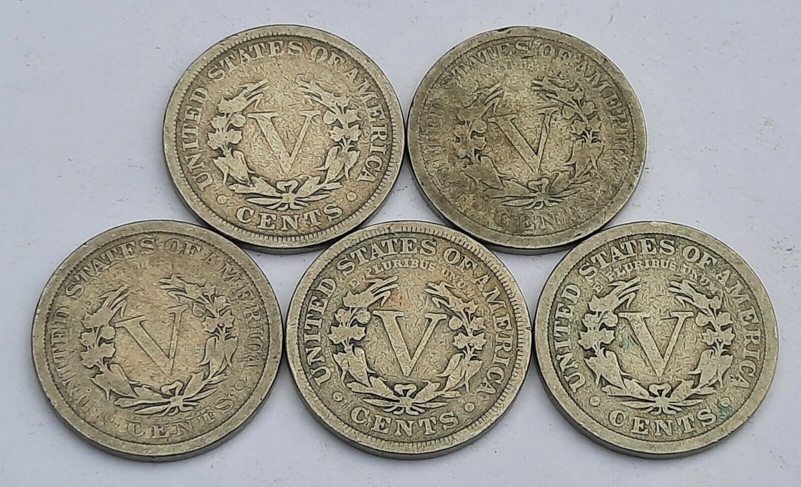 Five Liberty V Nickels with Five Different Dates! Без бренда - фотография #2