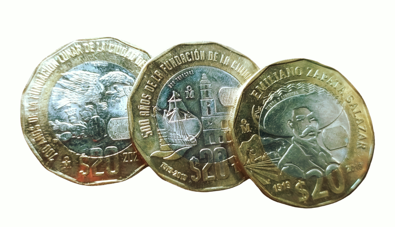 $20 pesos conmemorativas de Mexico Zapata - Veracruz y 700 años de la fundacion Без бренда - фотография #3