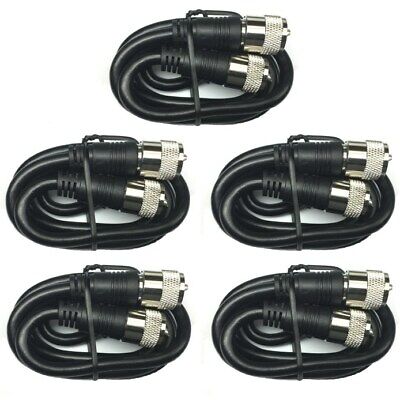 5-Pack 6 ft RG8X coax coaxial UHF PL-259 connectors ham CB radio antenna cable Steren 205-706