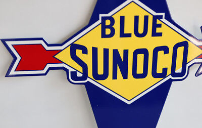 BLUE SUNOCO ARROW Diamond Diecut Gas Pump Sign oil  modern retro Без бренда - фотография #2