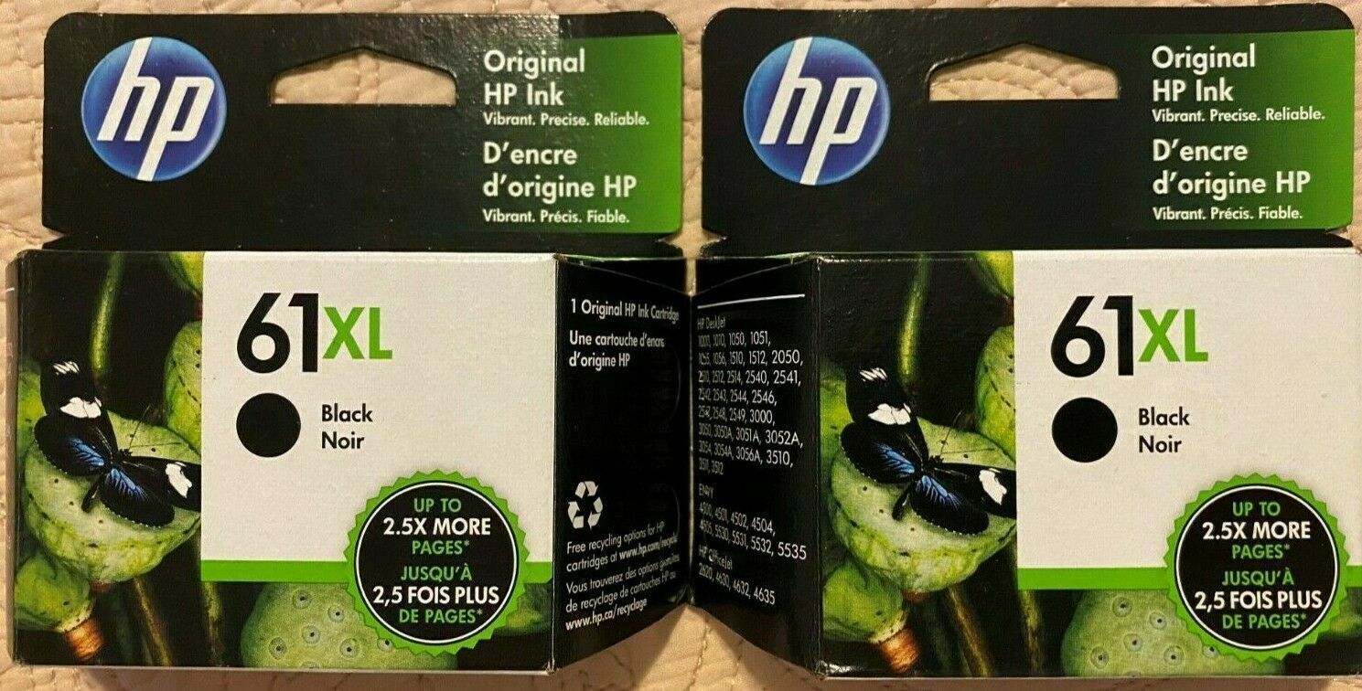 HP 61XL BLACK High Yield Original Ink Cartridge ***LOT OF 2*** EXP DATE 2024 HP HP 61XL