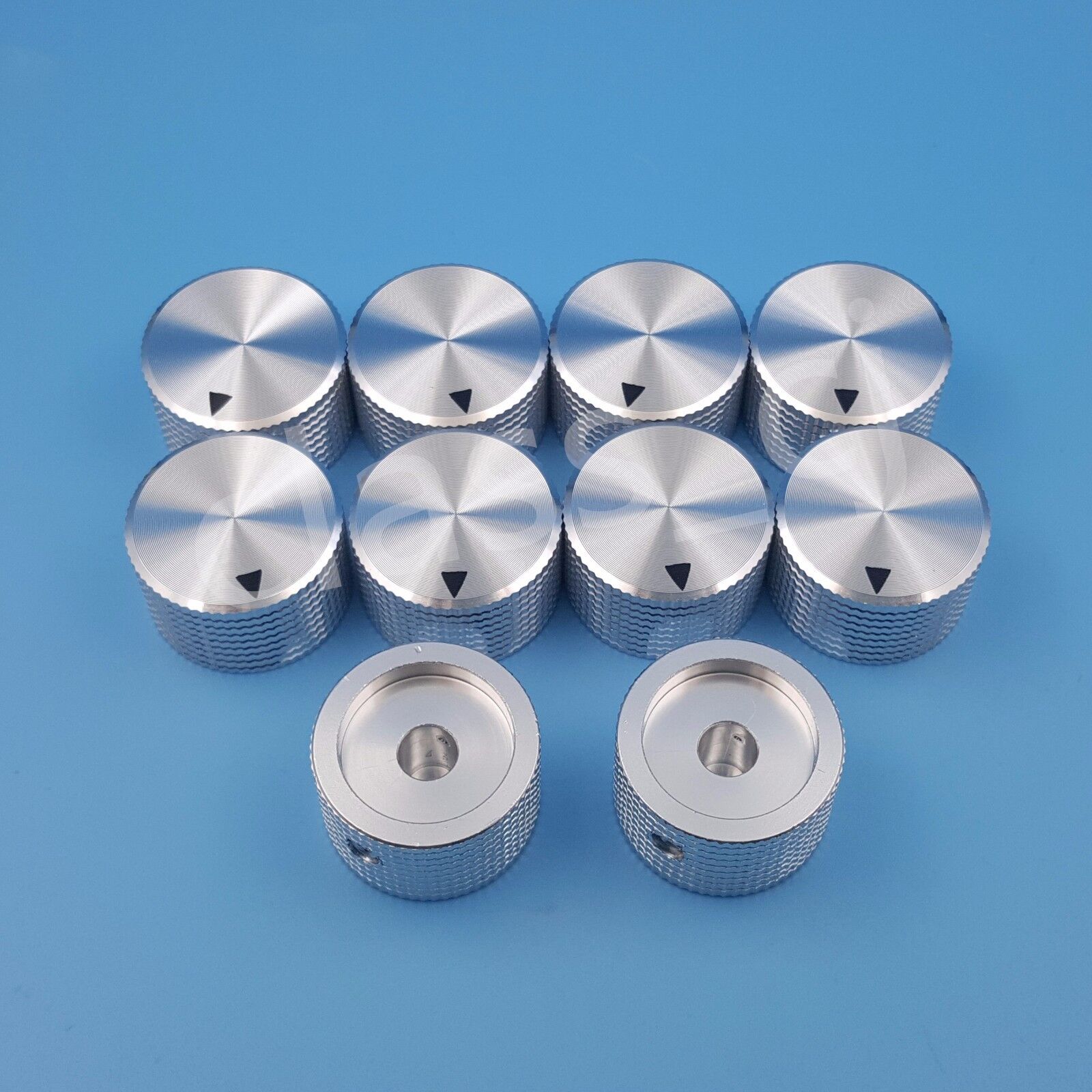 10Pcs 6.4mm 1/4'' Silver Aluminum 25 x 15.5mm Amplifier Audio Volume Rotary Knob Unbranded/Generic Does Not Apply