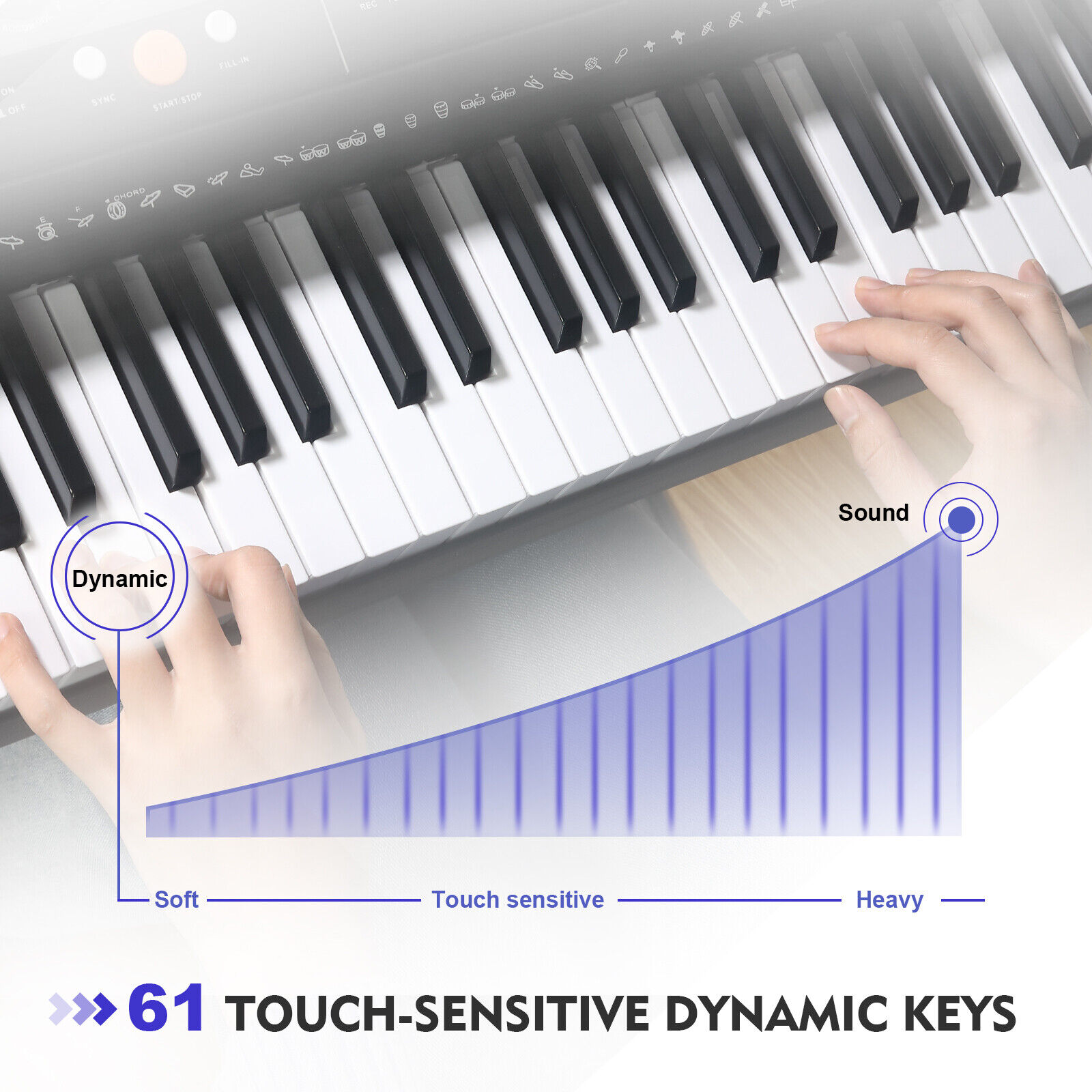 61-Key Digital Piano Electronic Keyboard Portable Headphone Microphone W/Stand Mustar U6010600 - фотография #5