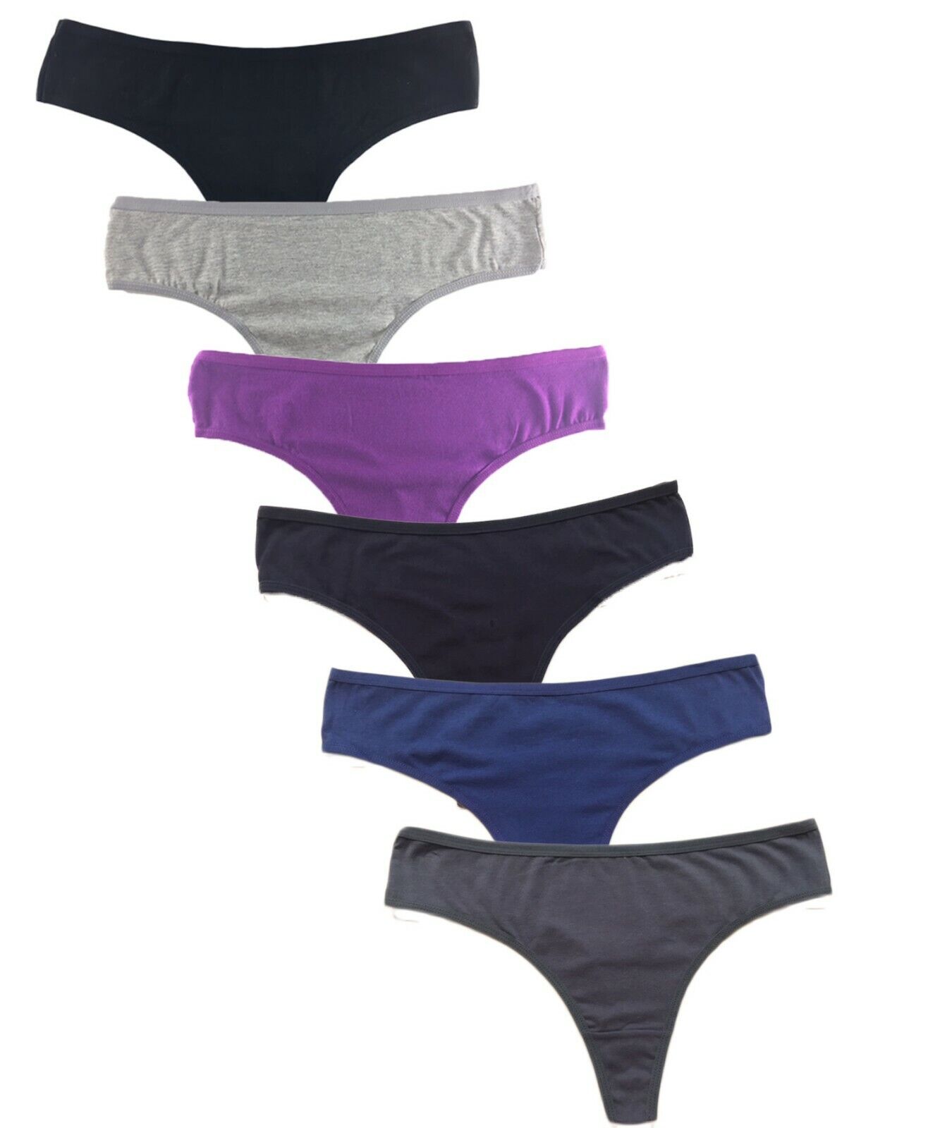 6 Womens Cotton Thongs Yoga Sport Underwear G String Dark Colors Panties Size S Nabtos