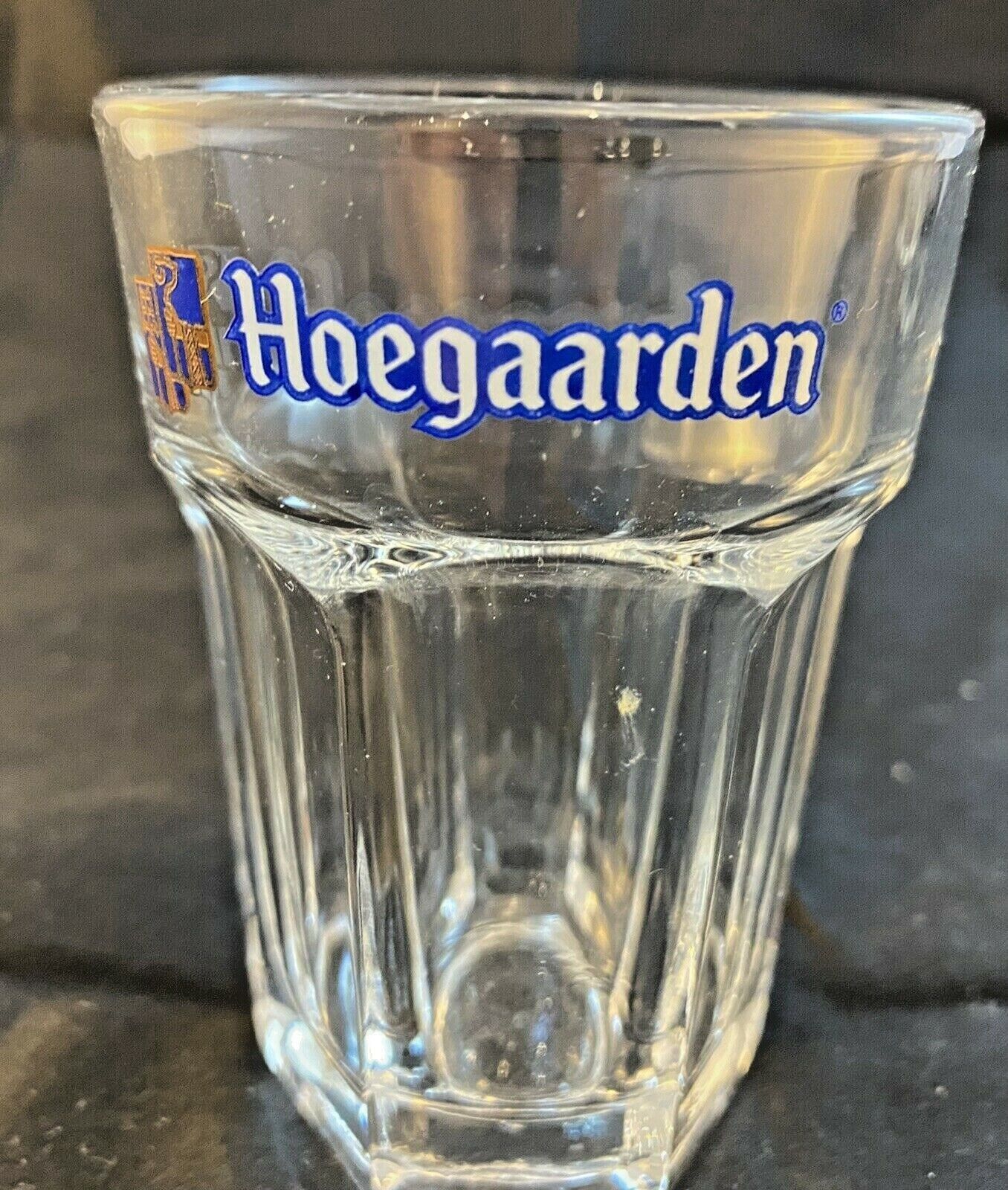 VINTAGE Beer Glasses 1- 16 oz. & 4- 5 oz. HOEGAARDEN 6-Sided Clear 5-Piece Set hoegaarden - фотография #5