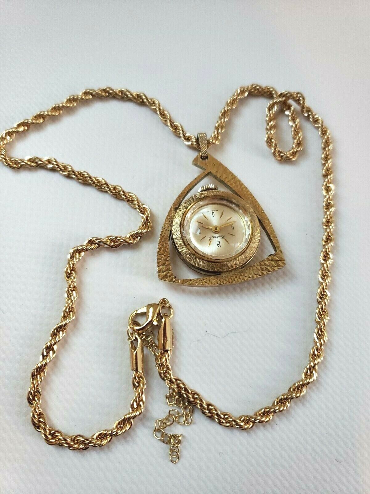 Ladies Triangular Gold Tone Pendant Watch  by Marcel- Vintage 1940's -  Marcel Does Not Apply - фотография #2