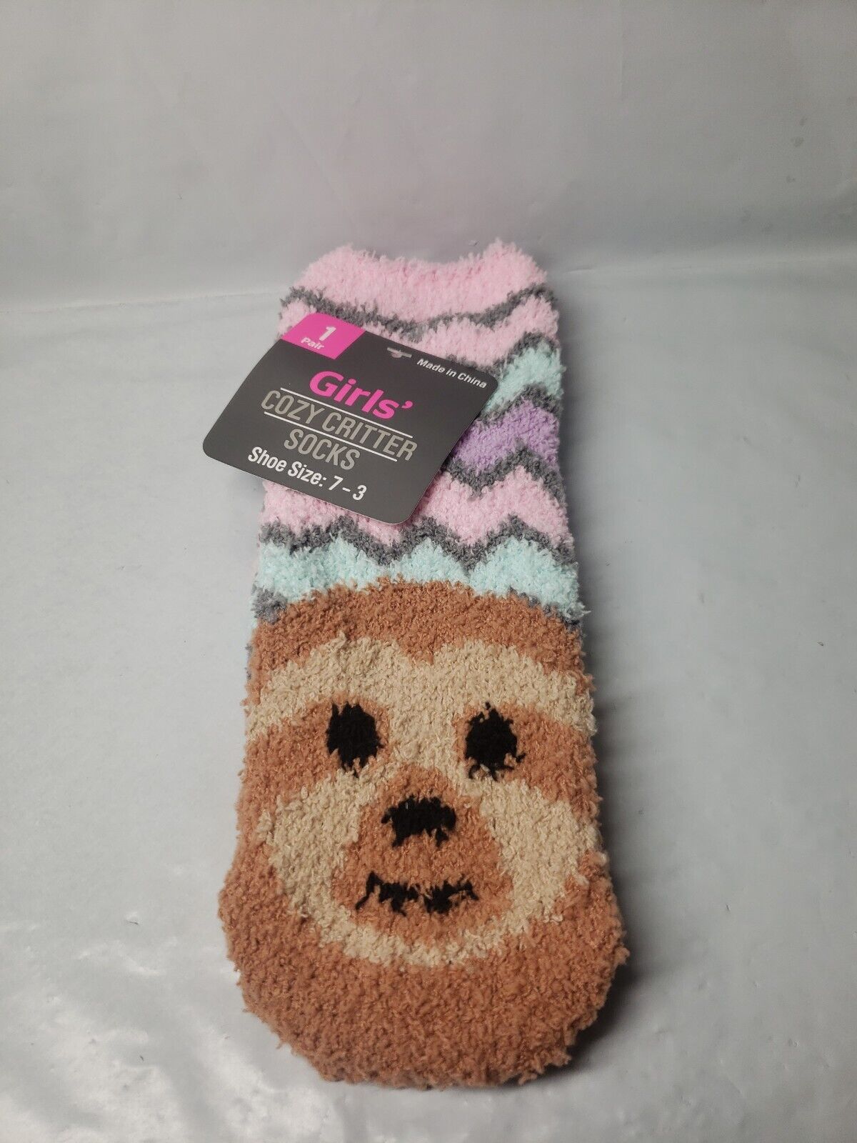 girls cozy critter bear socks (1 Pair) Size 7-3 NEW Old East Main