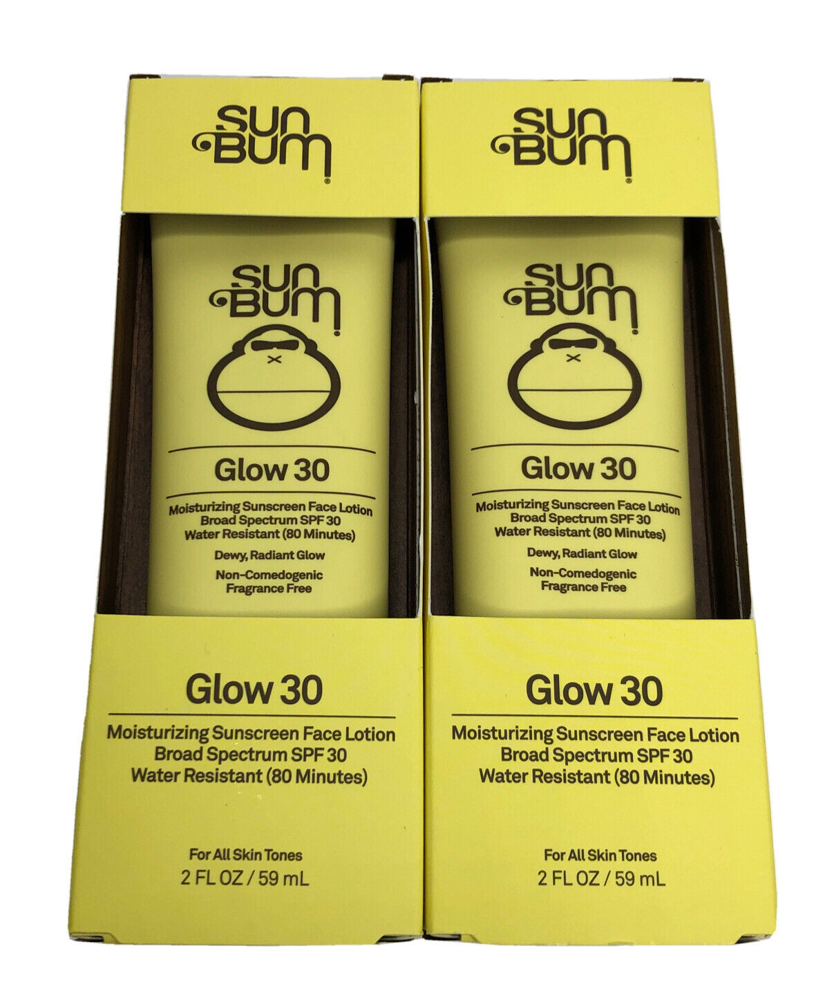 Sun Bum Glow 30 Moisturizing Sunscreen Face Lotion Water Resistant 2.oz EA (2PK) Sun Bum