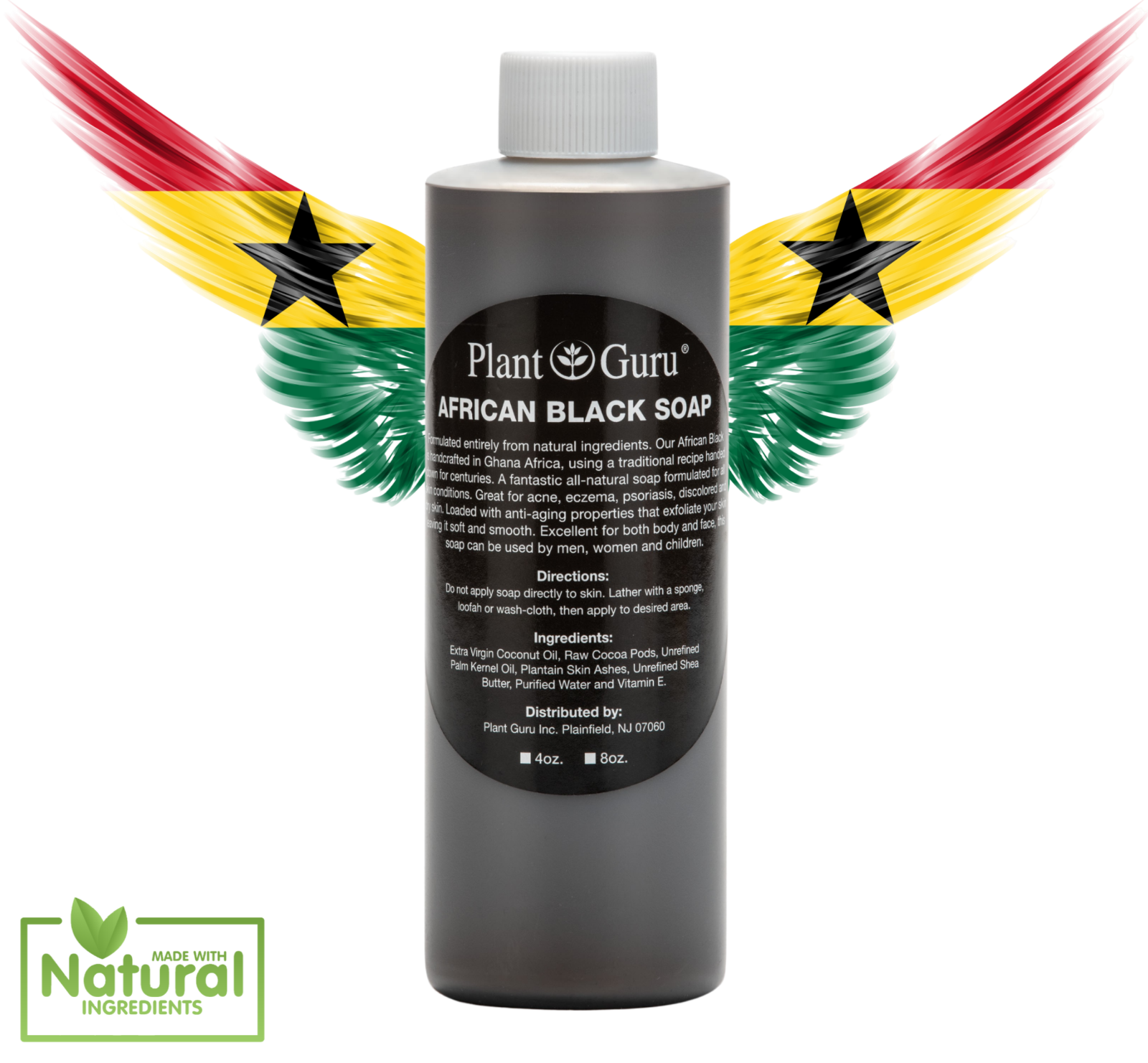 Raw African Black Soap Liquid 100% Pure Organic Natural Bath Body Face Wash Bulk Plant Guru - фотография #21