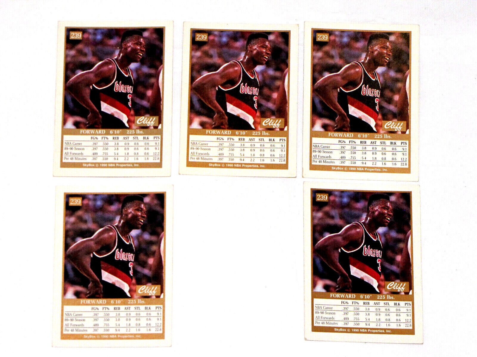 Lot Of 5 1990 SkyBox Basketball Card #239 Cliff Robinson Rookie  Без бренда - фотография #2