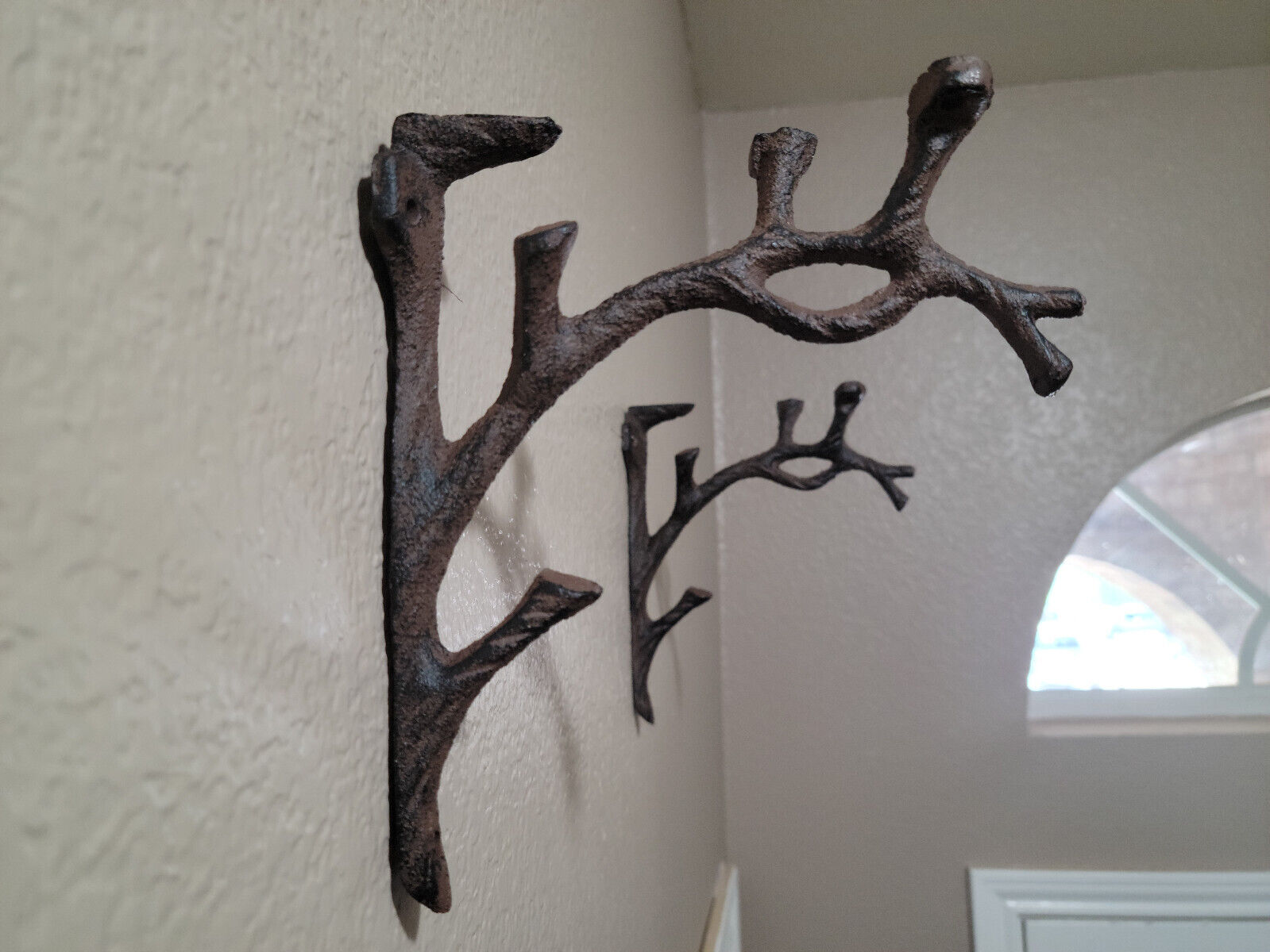2 Rustic Cast Iron Shelf Bracket Wall Mount Hardware Brace Tree Branch Sculpture Без бренда - фотография #4