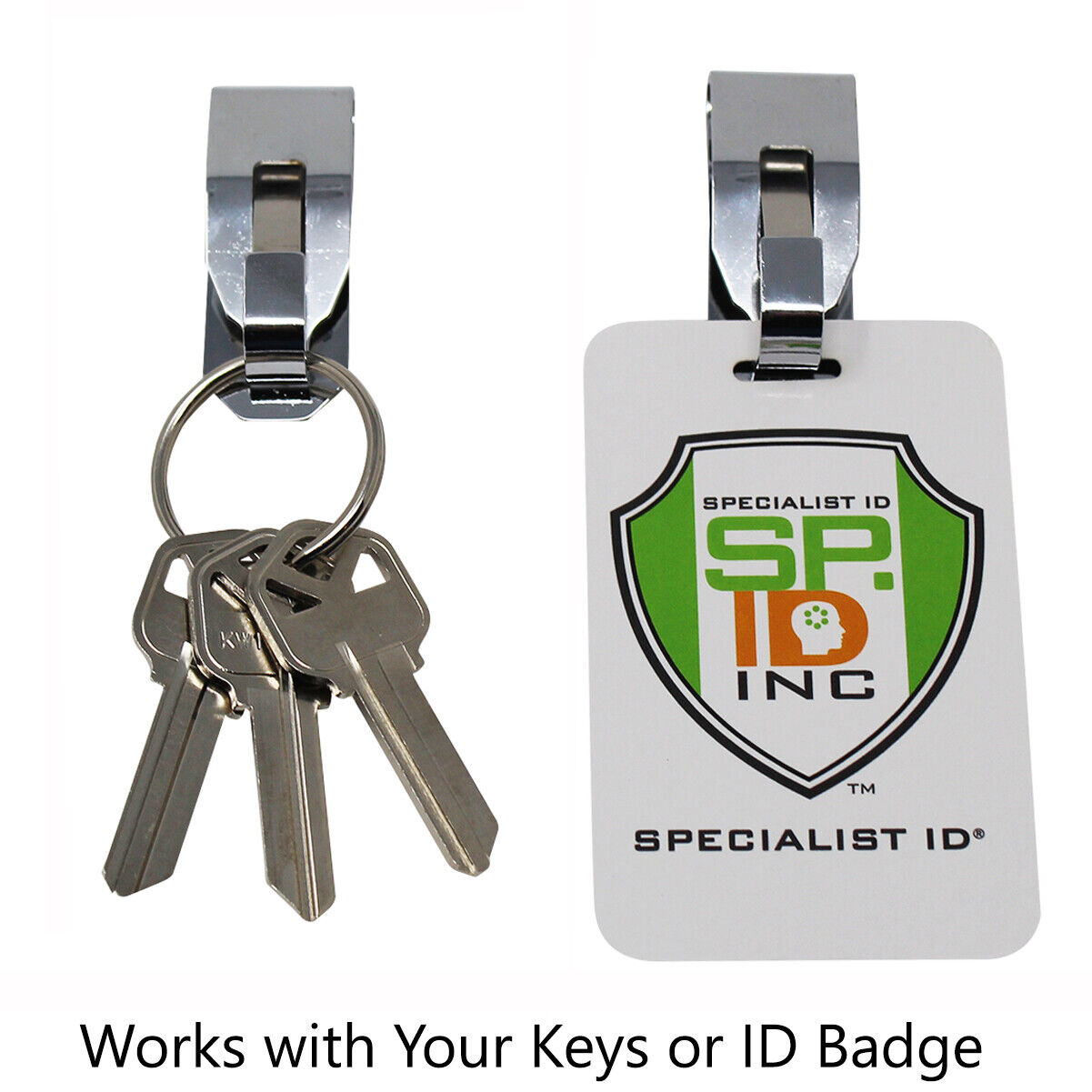 2 Pcs Secure Belt Clip Key Holder w Metal Hook & Heavy Duty 1 1/4" Keychain Ring Specialist ID SPID-9900 - фотография #5