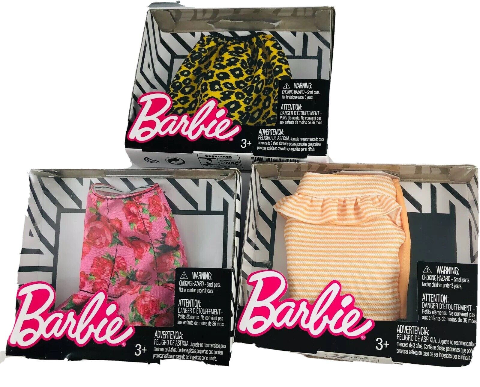 Barbie Fashion Separates Skirts Lot Cheetah Leopard Print Floral Orange Stripes Barbie