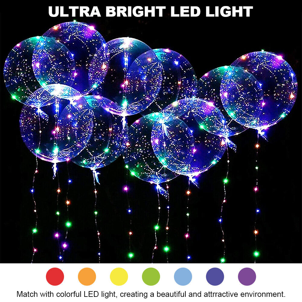 10 PCS LED Light Up BoBo Balloons Clear Helium Balloon Party Birthday Decoration Unbranded Does Not Apply - фотография #4