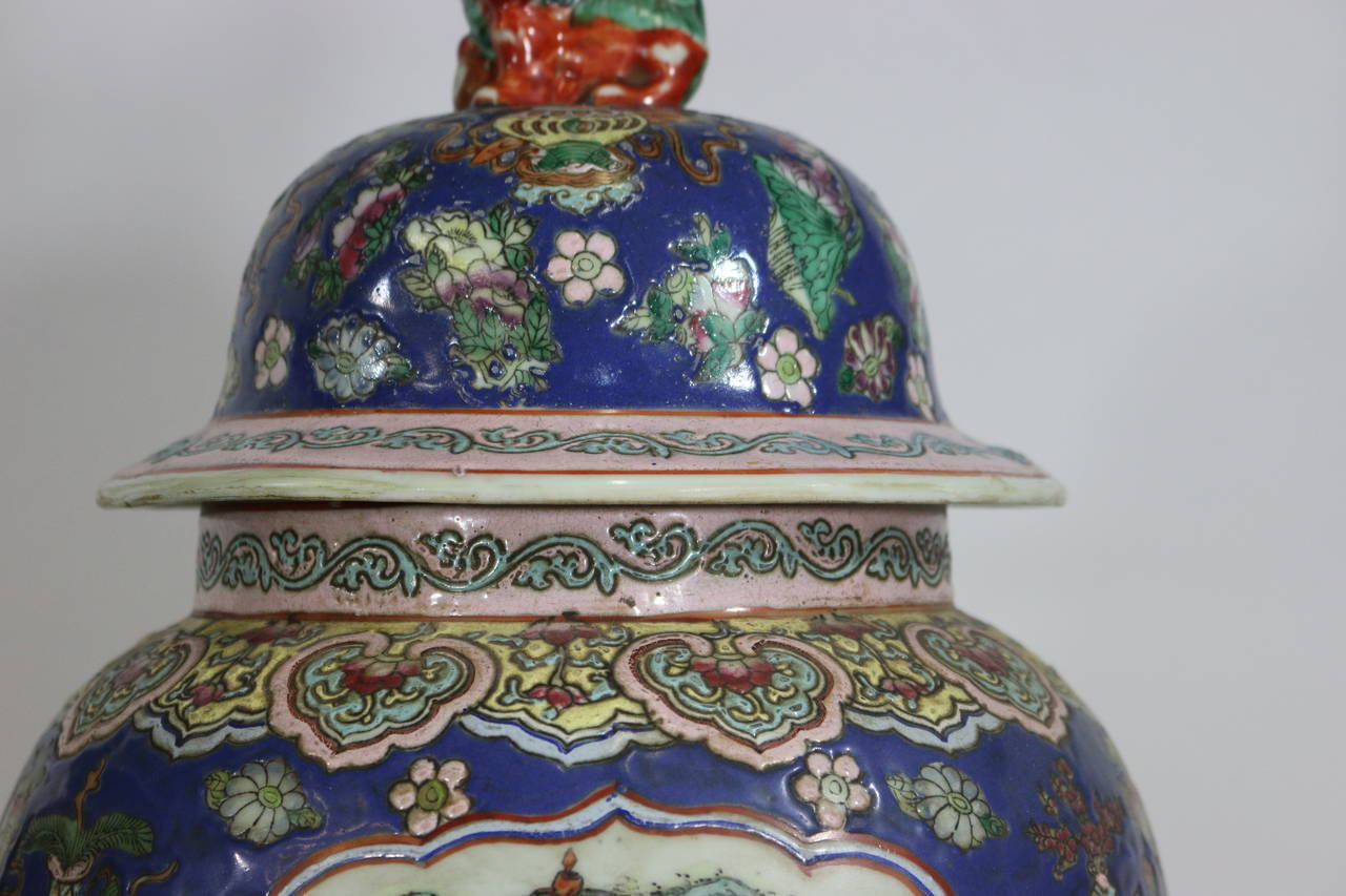 Pair of Large Chinese Porcelain Cobalt Covered Ginger Jars with Foo Dog Без бренда - фотография #7