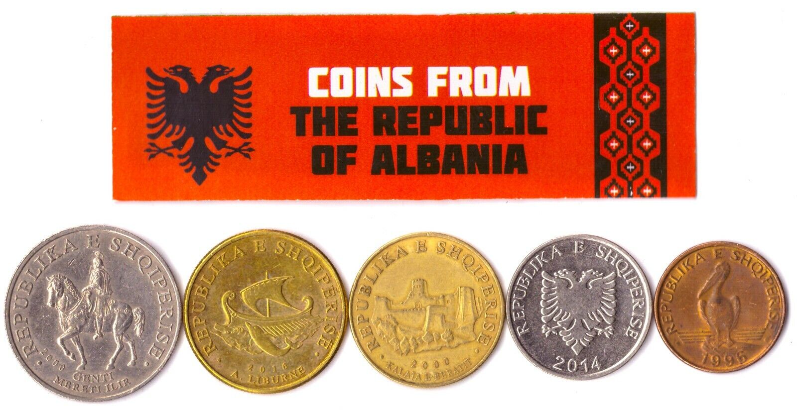 5 Albanian Coins | Mixed Denominations 1 - 50 Lekë | Berat Castle | Balkans Без бренда - фотография #3