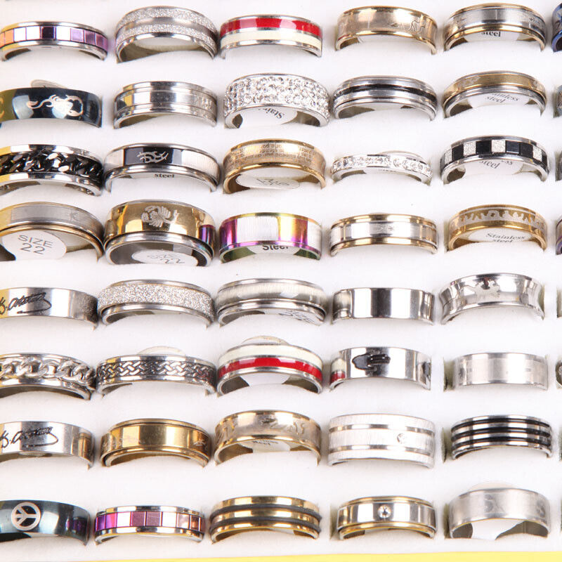 Fashion 30pcs/Lot Mix Men's Women's Stainless Steel Jewelry Party Gift Rings Unbranded - фотография #5
