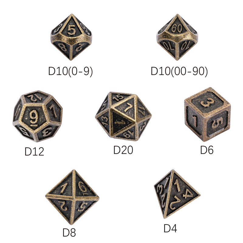 7pcs/Set Polyhedral Dice for Dungeons & Dragons DND RPG MTG Game Purple Bronze Unbranded - фотография #2