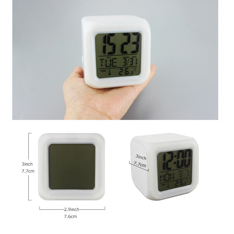 10pcs Blank Sublimation Digital Alarm Thermometer Night Glowing 7 Colors Clock Unbranded - фотография #5