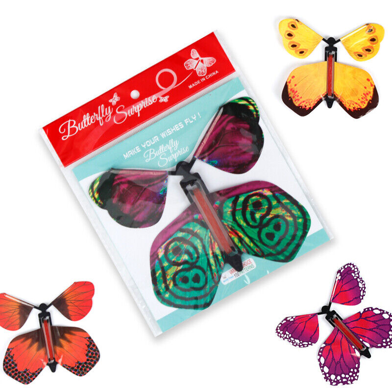 Birthday Surprise 9 PCS Magic Fairy Flying Butterfly Rubber Band Powered Toy Без бренда