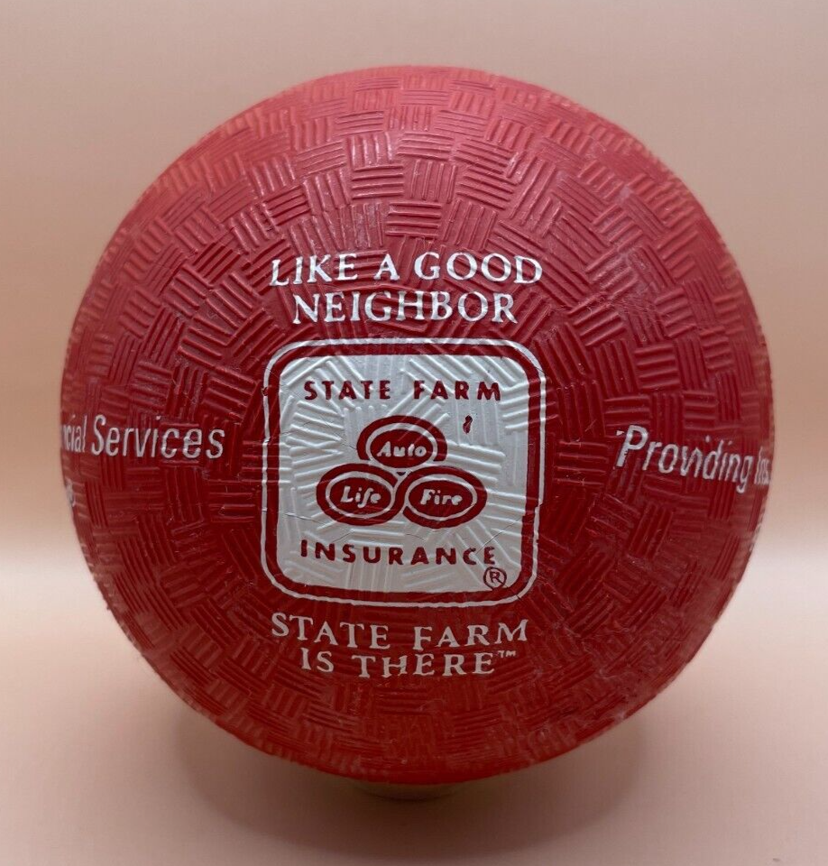 RARE State Farm Mini Dodge Ball, Playground Ball - 5" wide - Red - Square Logo Без бренда