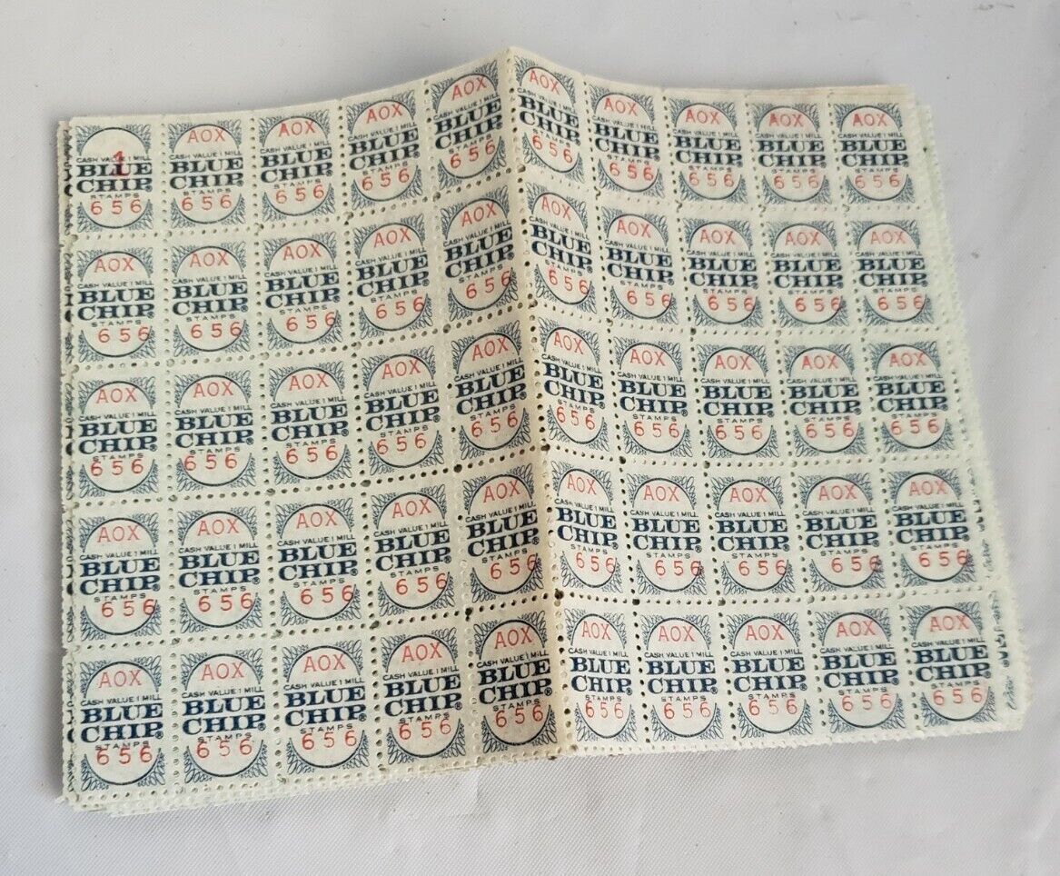 Blue Chip Trading Stamps 5 Sheets of 50 singles stamps (total 250)never used, j3 Blue Chip Stamps